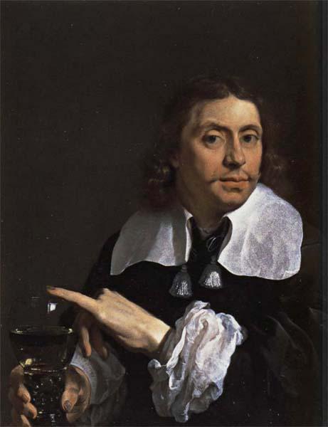 Karel du jardin Self-Portrait Holding a Roemer oil painting image